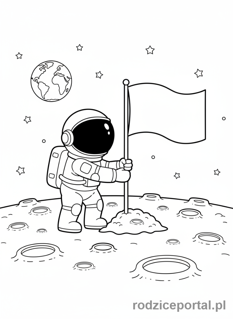 Kolorowanka Astronauta Zawód - Astronauta na Księżycu