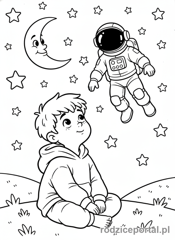 Kolorowanka Astronauta Zawód - Dziecko marzy o kosmosie