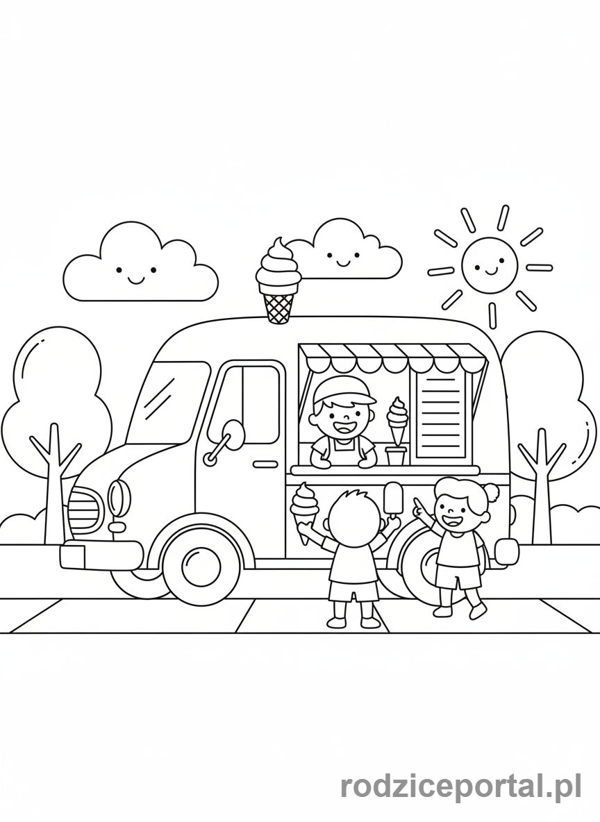 Kolorowanka Auto - Ciężarówka z lodami