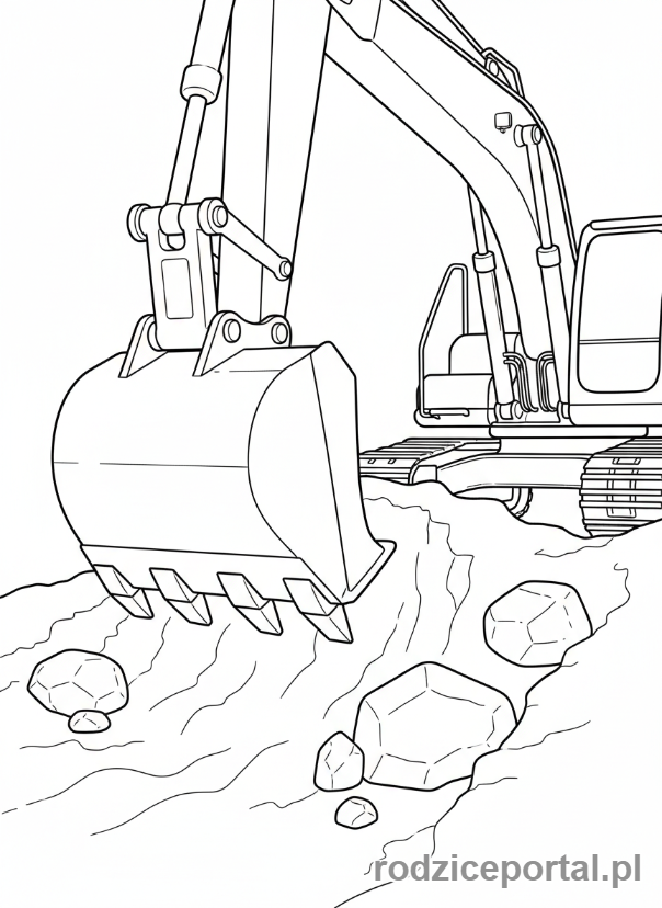 Kolorowanka Auto - Koparka na budowie