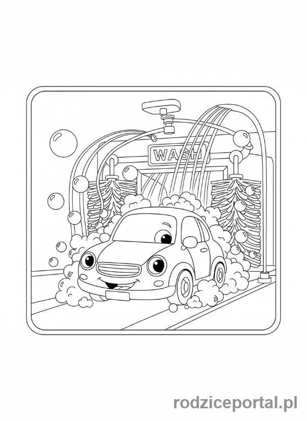 Kolorowanka Auto - Myjnia samochodowa