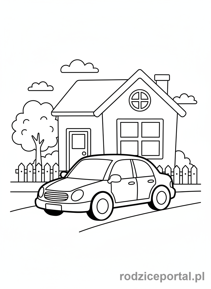 Kolorowanka Auto - Rodzinny samochód sedan
