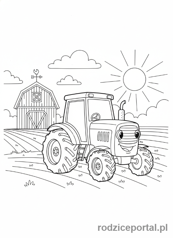 Kolorowanka Auto - Traktor na polu