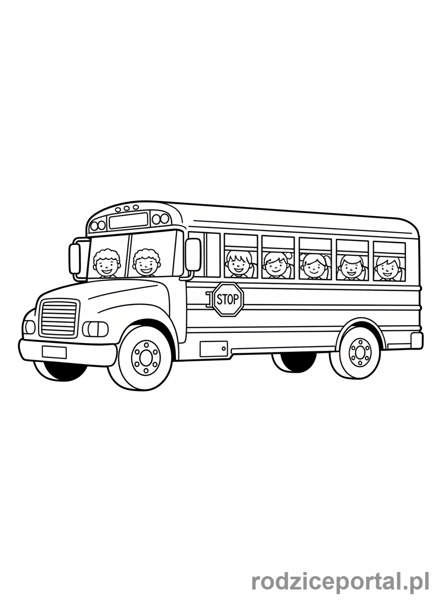 Kolorowanka Auto - Żółty autobus szkolny