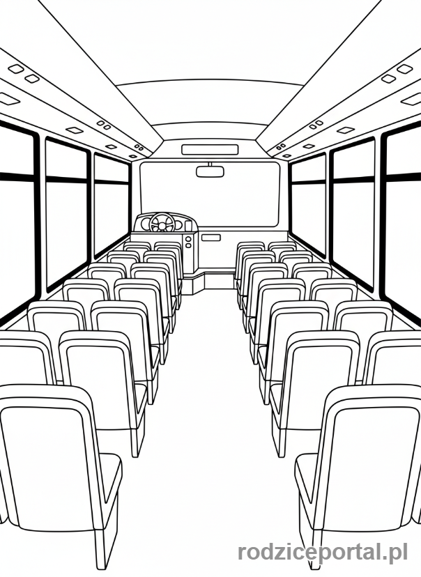 Kolorowanka Autobus - Wnetrze autobusu