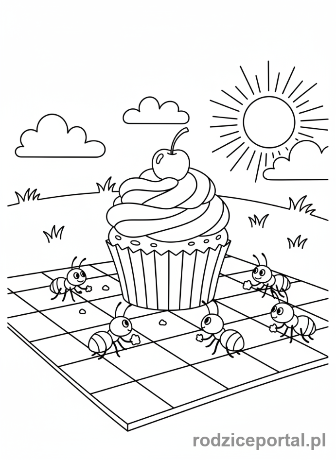 Kolorowanka Babeczka - Babeczka na pikniku