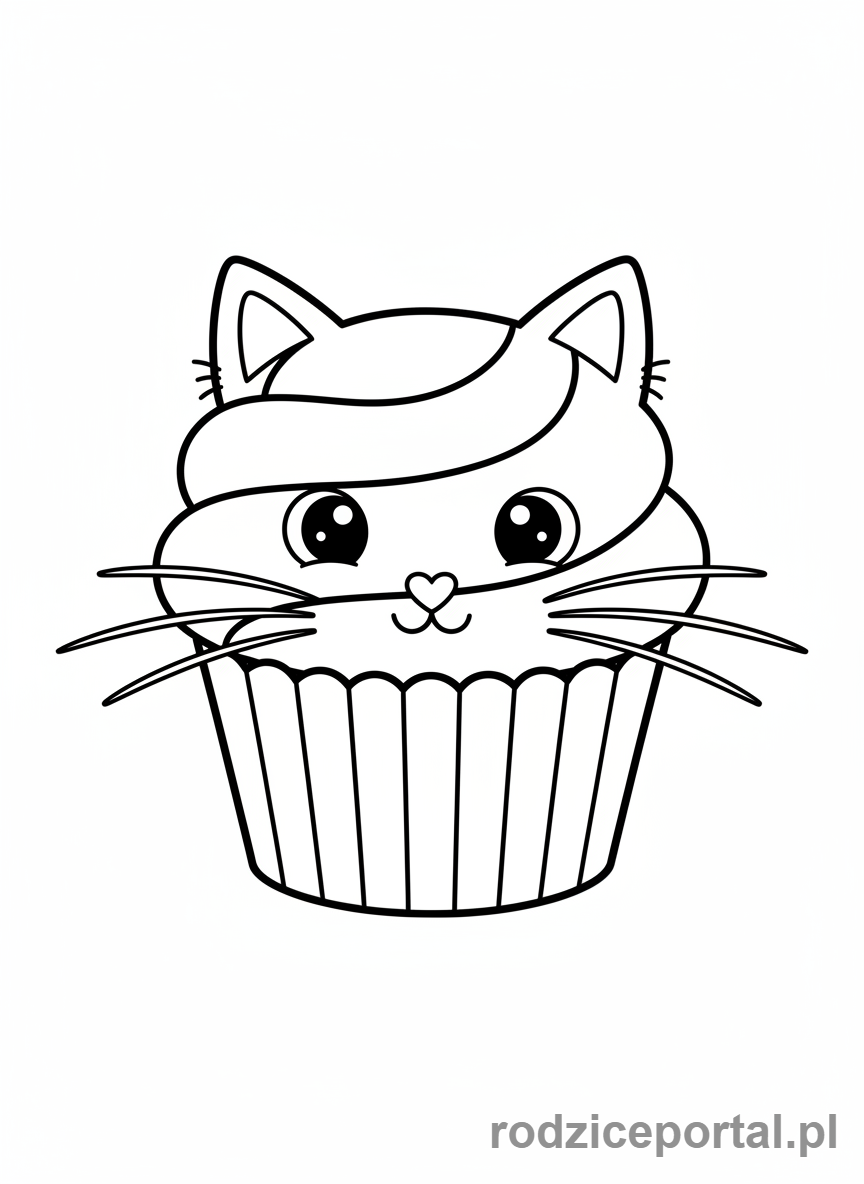 Kolorowanka Babeczka - Babeczka z uszkami kota