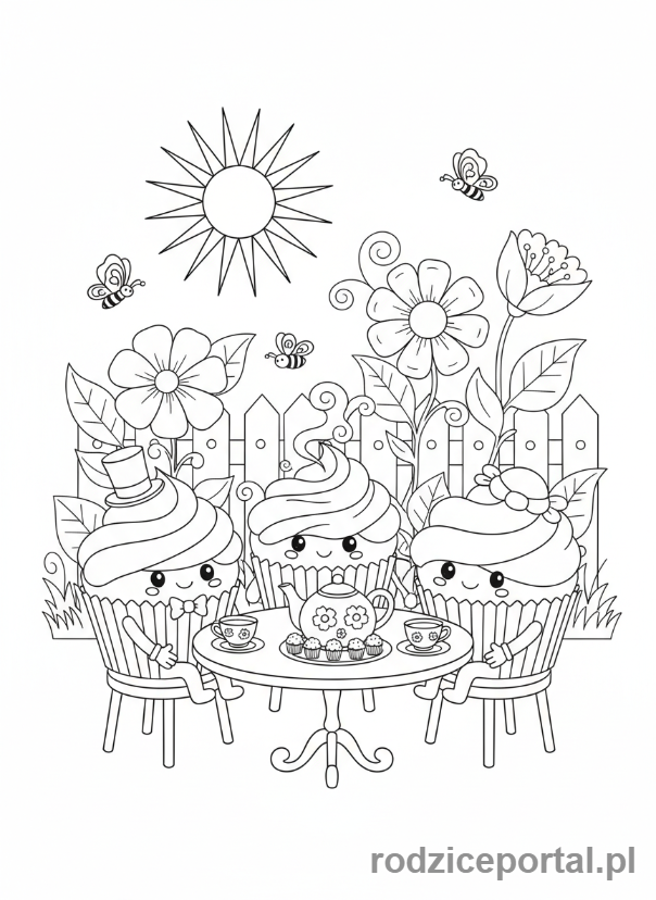 Kolorowanka Babeczka - Babeczki na herbacie