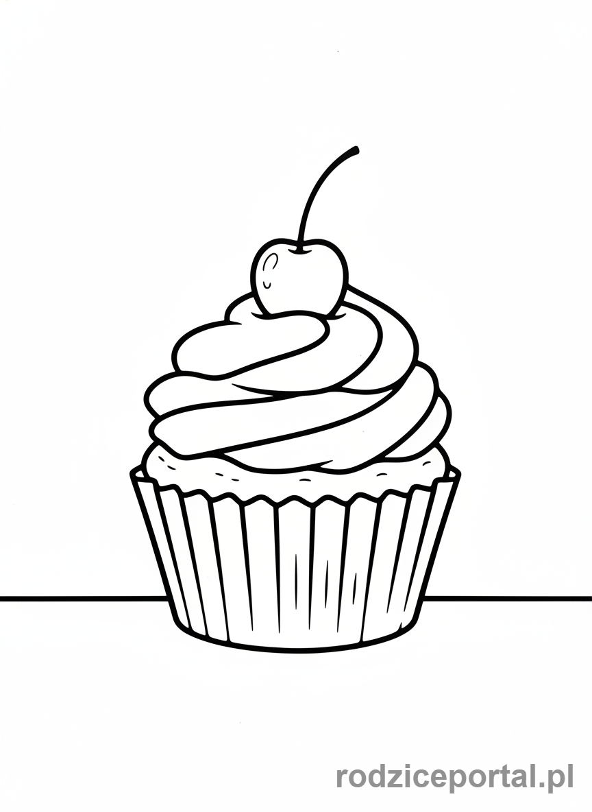 Kolorowanka Babeczka - Klasyczna babeczka z wisienką