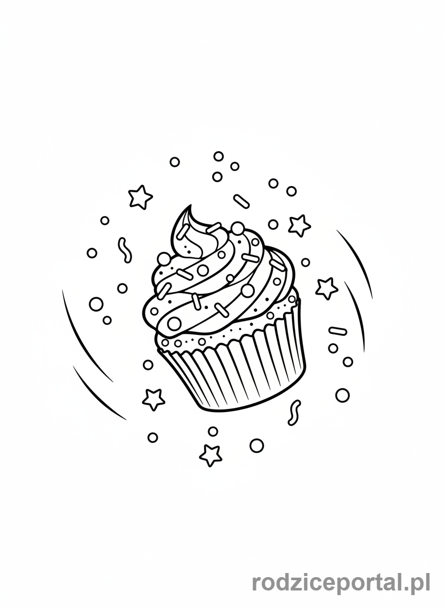 Kolorowanka Babeczka - Latająca babeczka z posypką