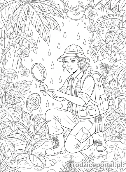 Kolorowanka Badacz - Badacz botanik