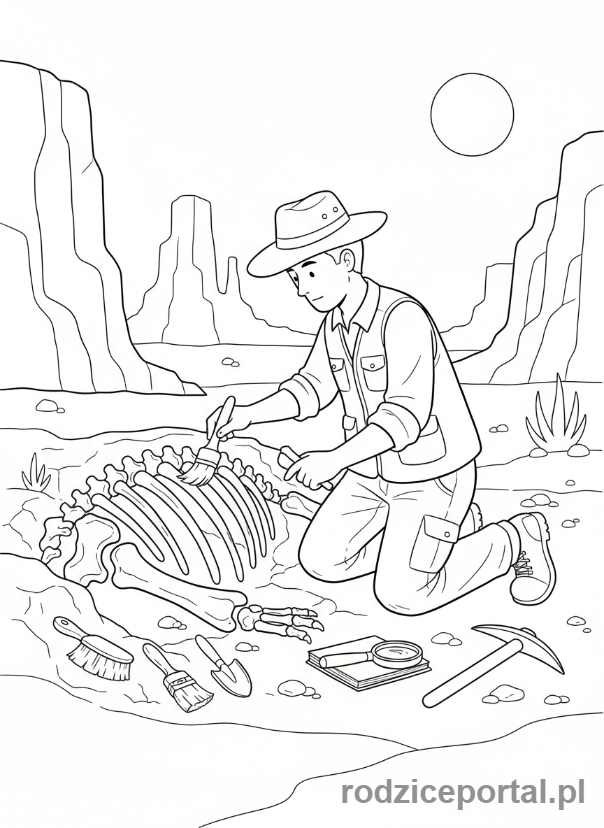 Kolorowanka Badacz - Badacz paleontolog