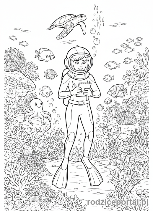 Kolorowanka Badacz - Badacz podwodny