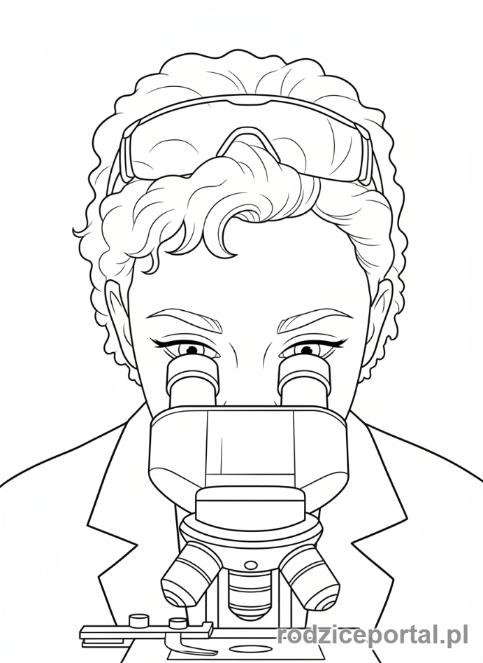 Kolorowanka Badacz - Badacz przy mikroskopie