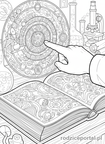 Kolorowanka Badacz - Badacz studiuje