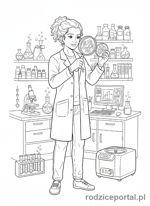 Kolorowanka Badacz - Badacz w laboratorium