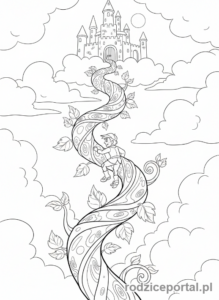 Kolorowanka Bajkowe Sceny - Jaś i magiczna fasola