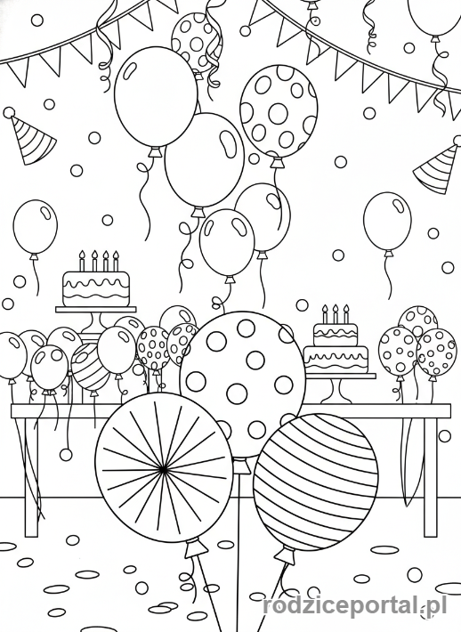 Kolorowanka Balony - Balony na przyjeciu