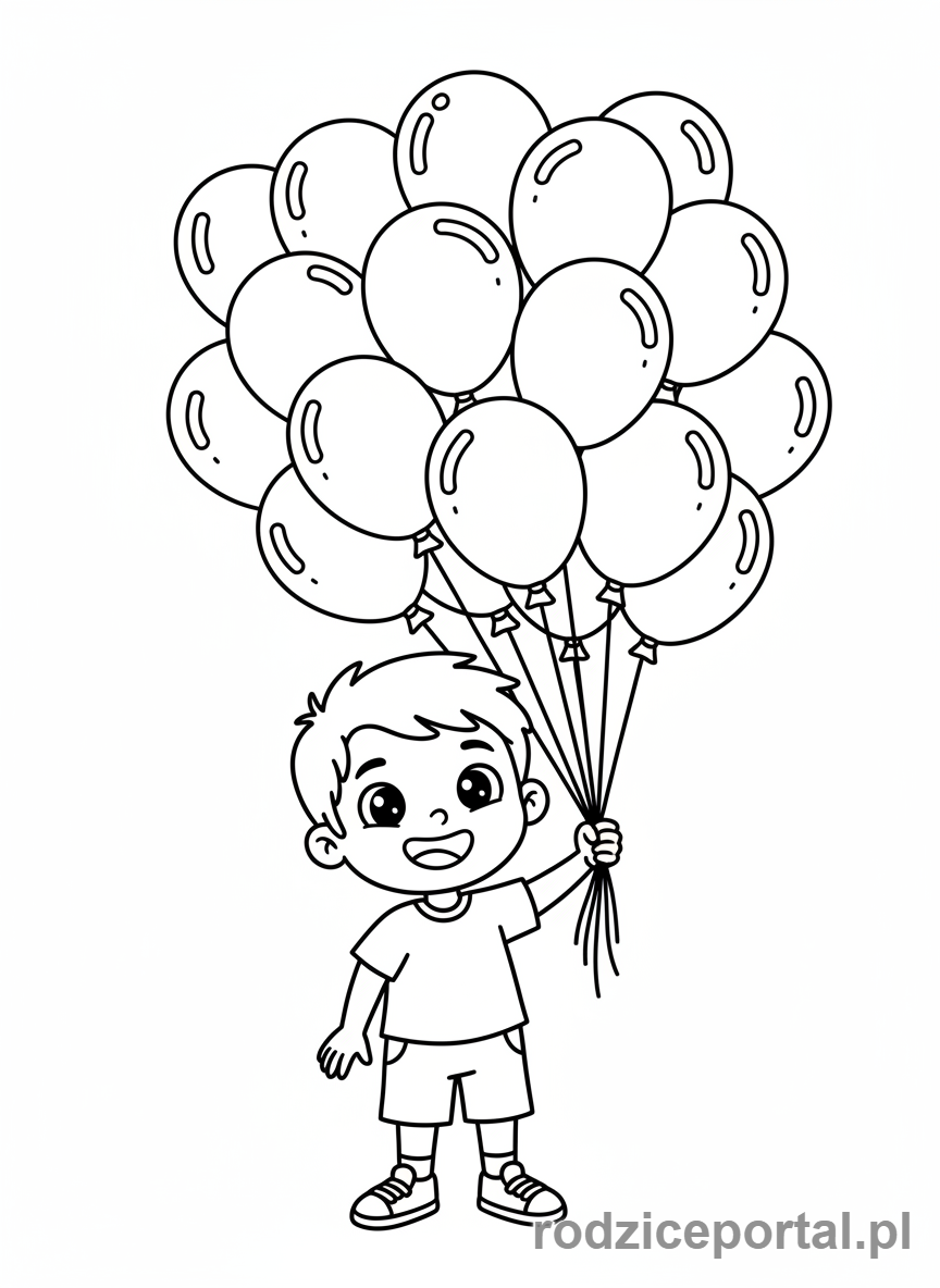 Kolorowanka Balony - Dziecko z balonami