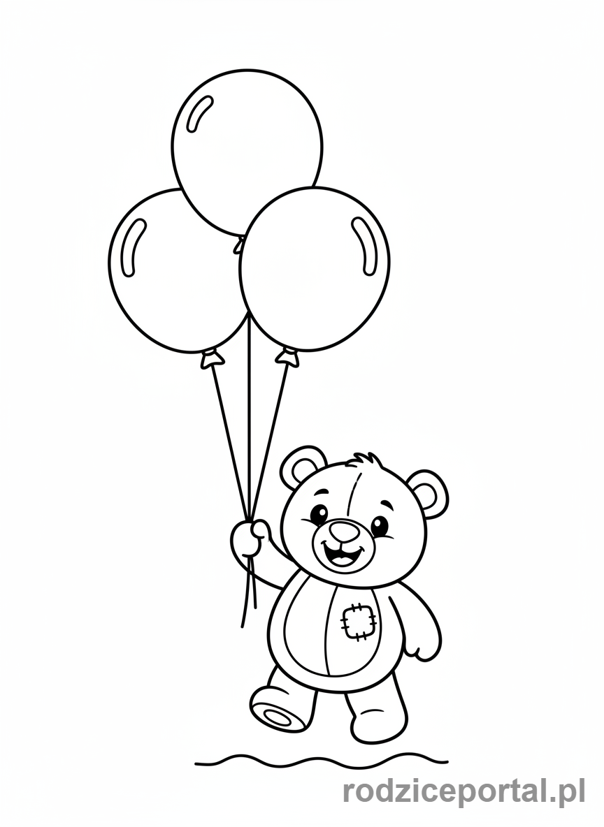 Kolorowanka Balony - Pluszowy mis z balonami