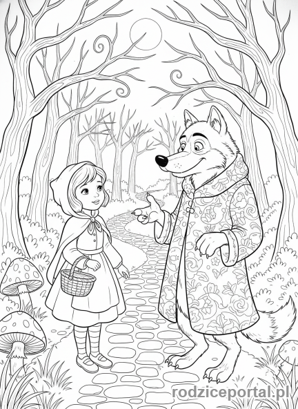Kolorowanka Baśnie Klasyczne - Czerwony Kapturek i Wilk