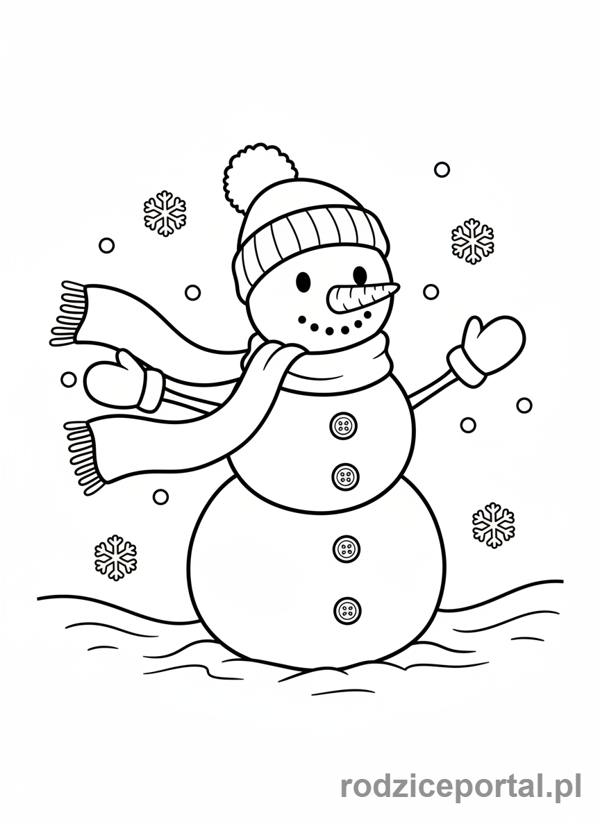 Kolorowanka Bałwan - Bałwan z szalikiem