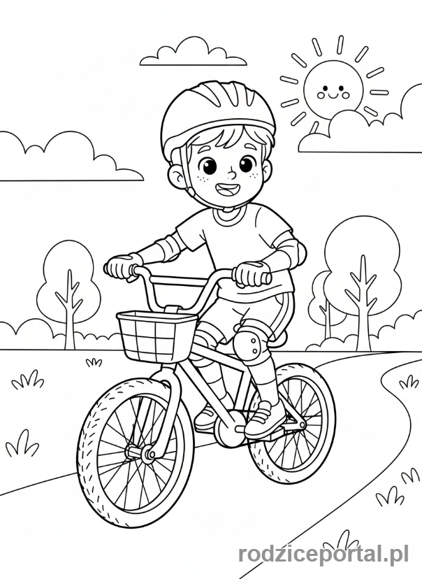 Kolorowanka Bezpieczeństwo Na Drodze - Rowerzysta w kasku
