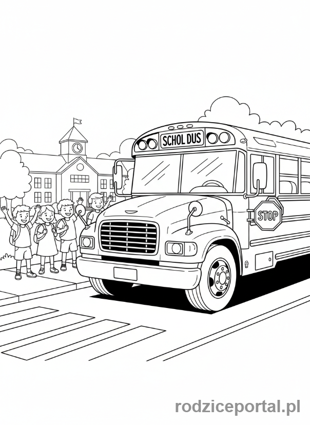 Kolorowanka Bezpieczeństwo Na Drodze - Wysiadanie z autobusu