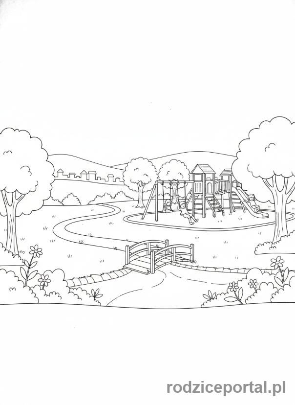 Kolorowanka Bezpieczeństwo Na Drodze - Zabawa w parku