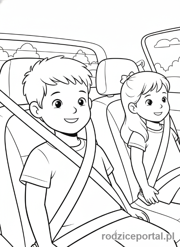 Kolorowanka Bezpieczeństwo Na Drodze - Zapięte pasy