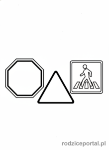 Kolorowanka Bezpieczeństwo Na Drodze - Znaki drogowe