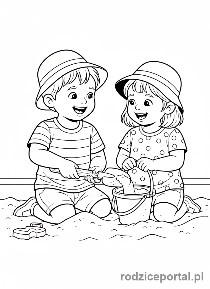 Kolorowanka Bezpieczeństwo Na Placu - Dzielenie się zabawkami