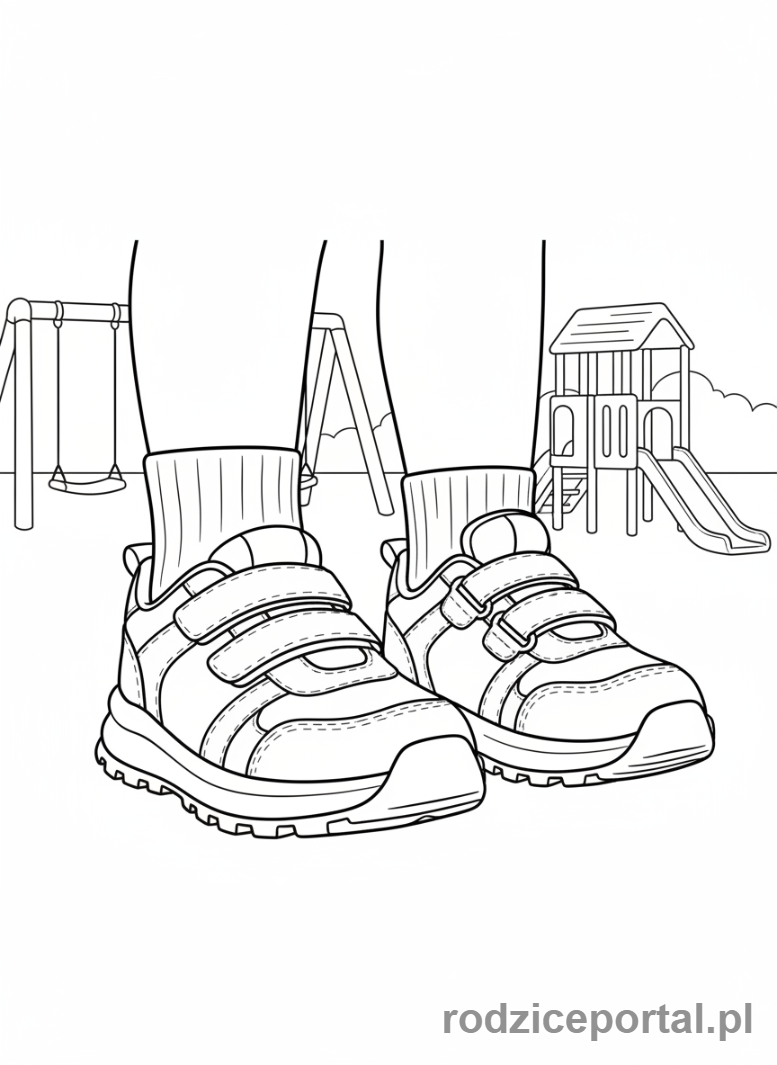 Kolorowanka Bezpieczeństwo Na Placu - Odpowiednie buty