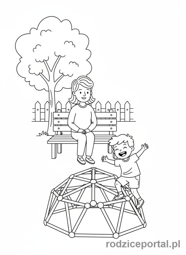 Kolorowanka Bezpieczeństwo Na Placu - Opieka dorosłych