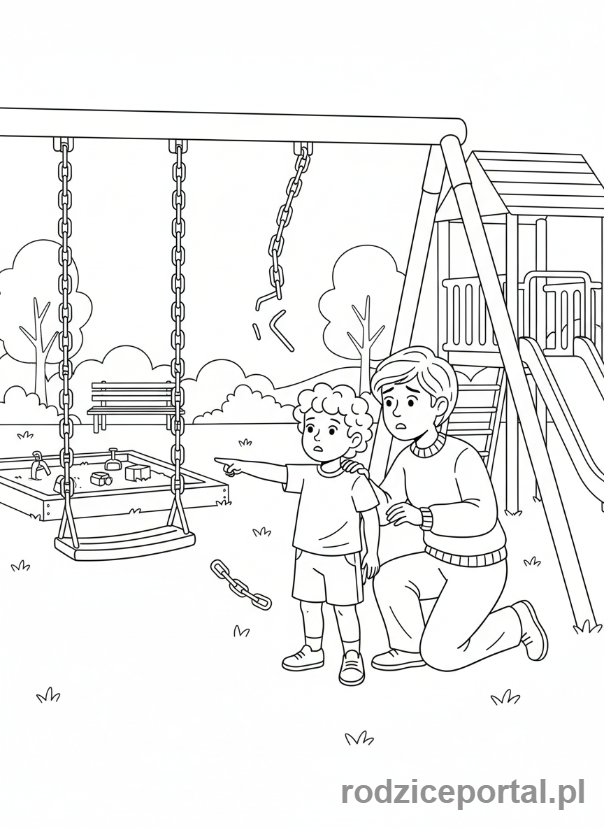 Kolorowanka Bezpieczeństwo Na Placu - Zgłaszanie usterki