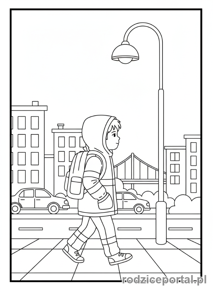 Kolorowanka Bezpieczeństwo - Odblaski po zmroku