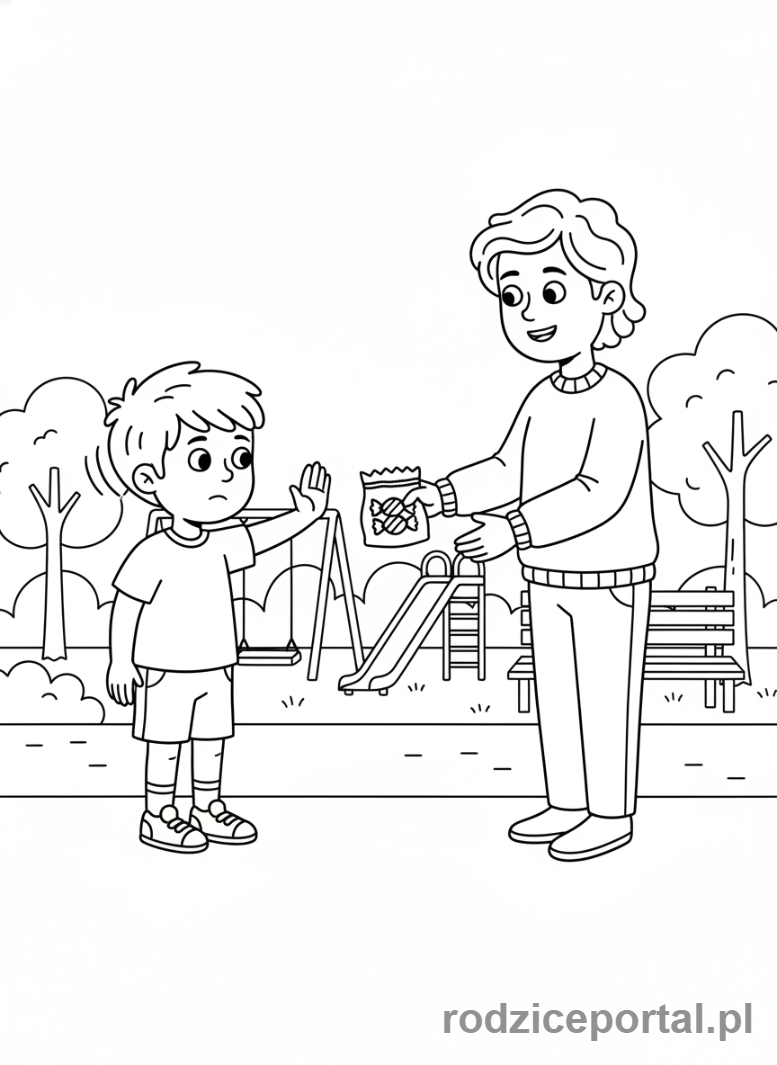 Kolorowanka Bezpieczeństwo - Odmawiaj nieznajomym