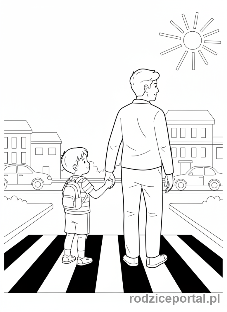 Kolorowanka Bezpieczeństwo - Przechodzenie przez pasy