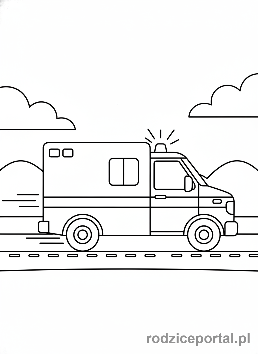 Kolorowanka Bezpieczeństwo Publiczne - Karetka pogotowia