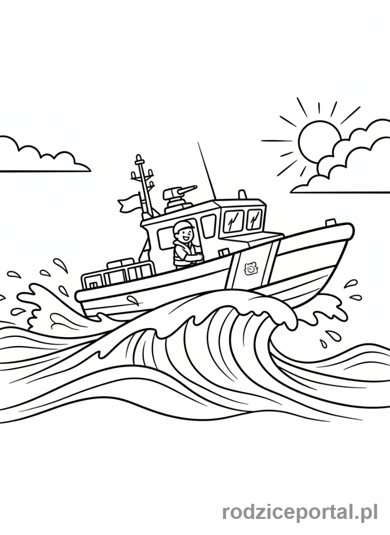 Kolorowanka Bezpieczeństwo Publiczne - Łódź straży przybrzeżnej