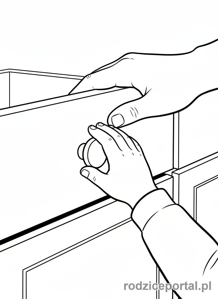 Kolorowanka Bezpieczeństwo W Domu - Dziecko zamyka szufladę.