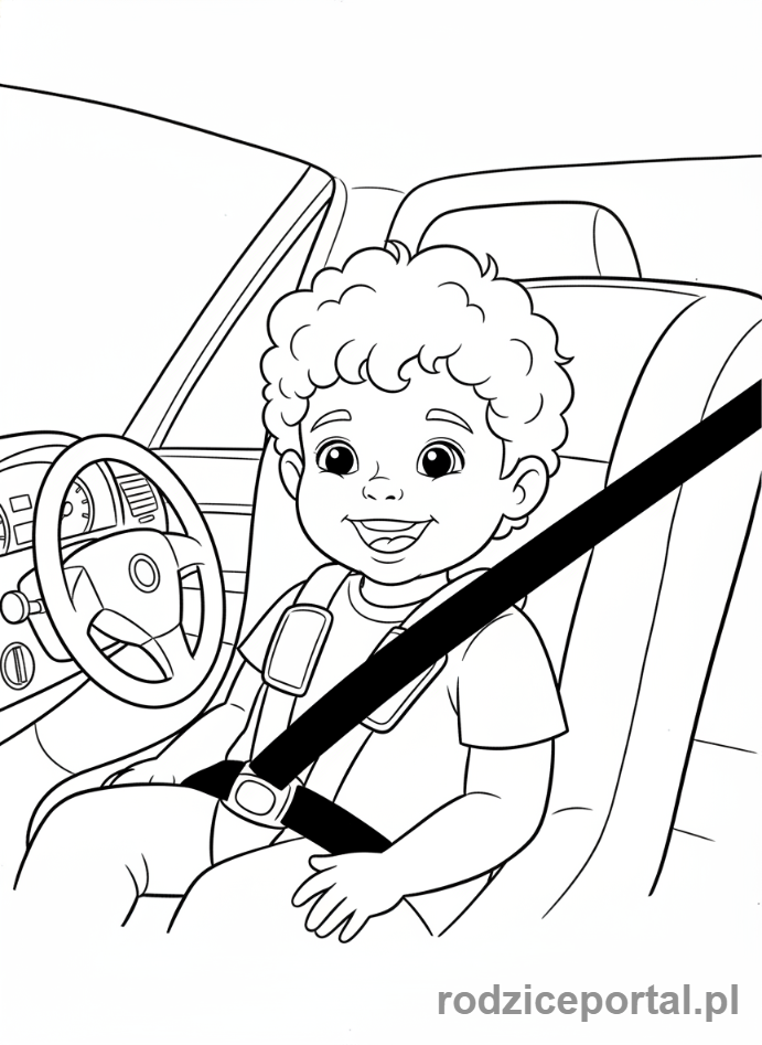 Kolorowanka Bezpieczeństwo - Zapinanie pasów w aucie