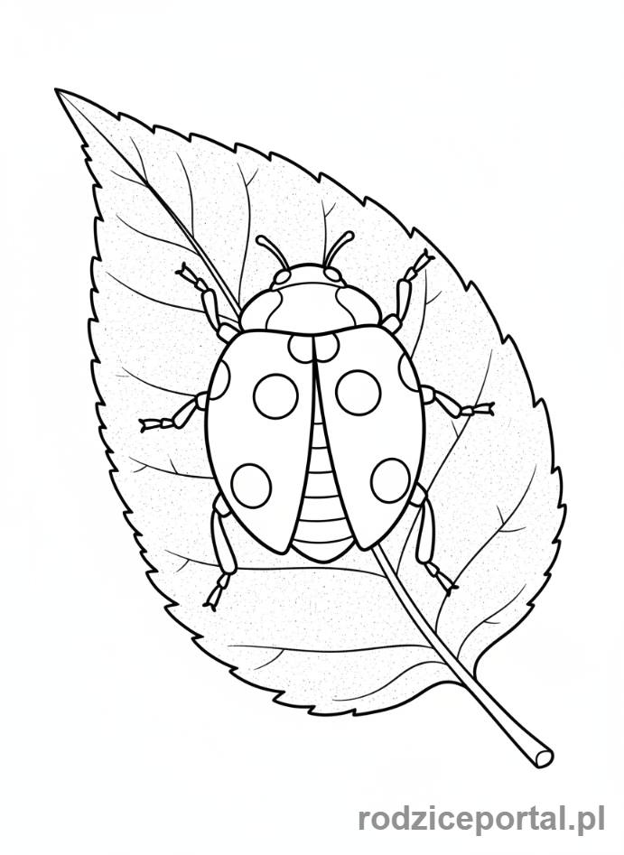 Kolorowanka Biedronka - Biedronka na liściu