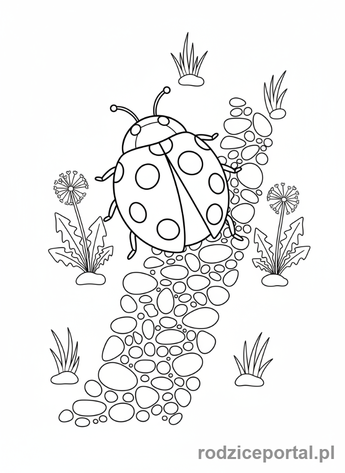 Kolorowanka Biedronka - Biedronka spaceruje