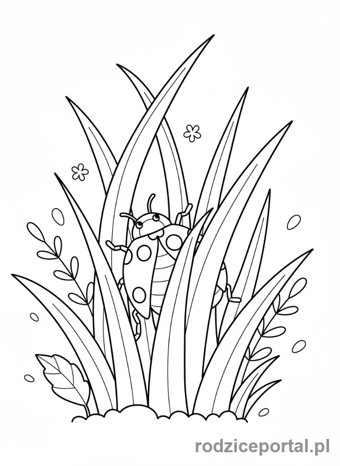 Kolorowanka Biedronka - Biedronka w trawie