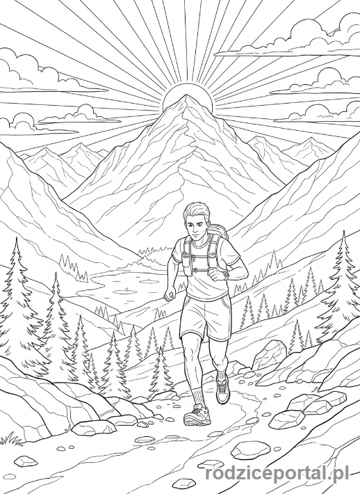 Kolorowanka Bieganie - Biegacz górski