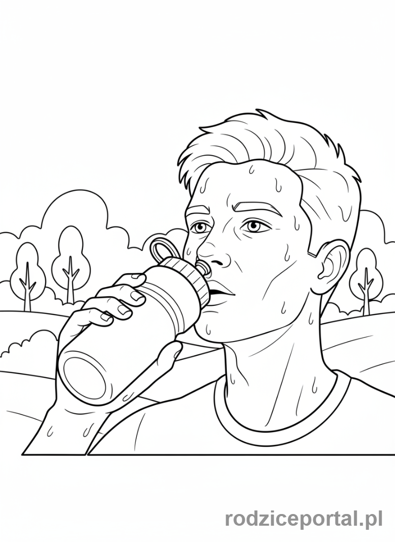 Kolorowanka Bieganie - Biegacz pije wodę