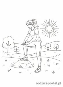 Kolorowanka Bieganie - Biegacz rozciągający się