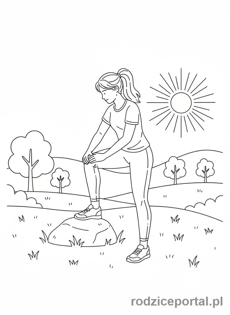 Kolorowanka Bieganie - Biegacz rozciągający się