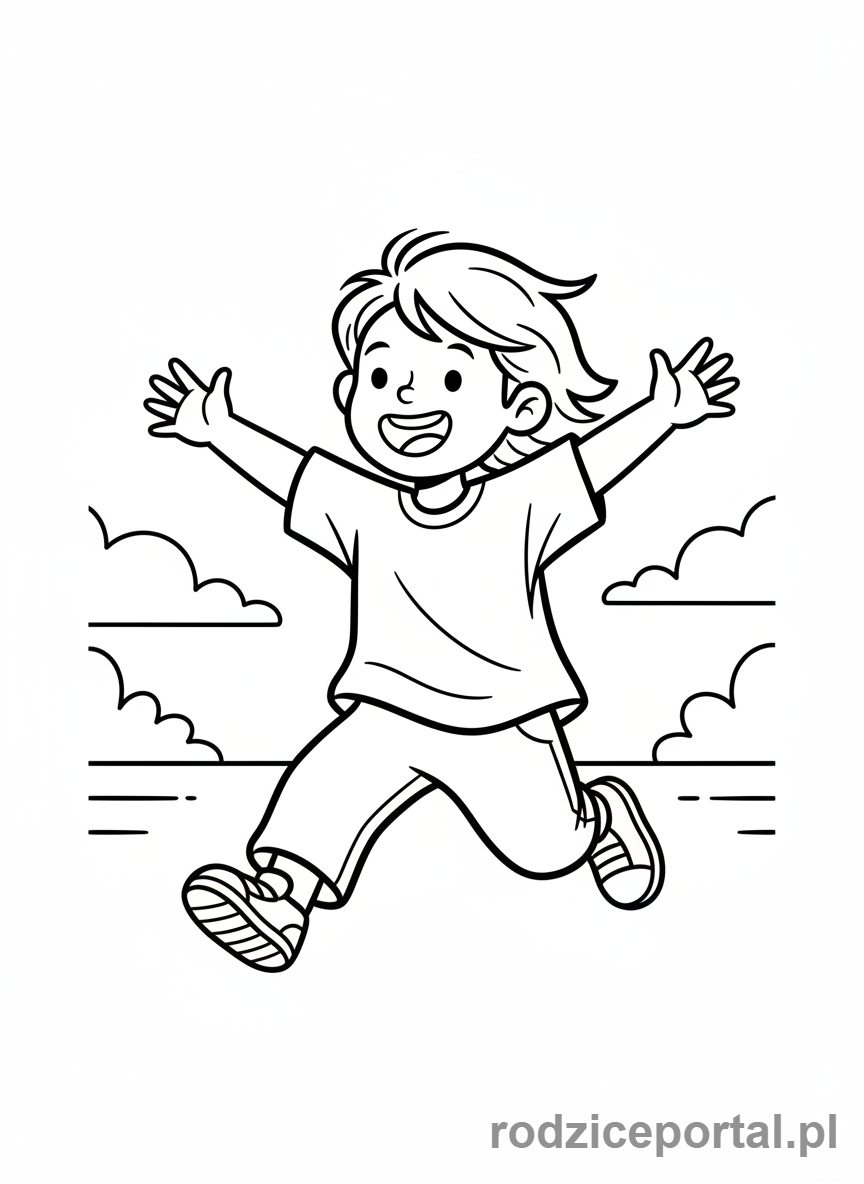 Kolorowanka Bieganie - Dziecko biegnące z radością